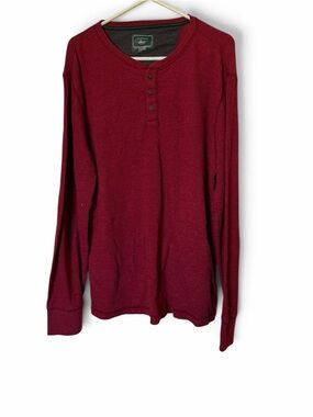 G.H. Bass Mens Thermal Waffle Knit Henley Long Sleeve Burgundy XL